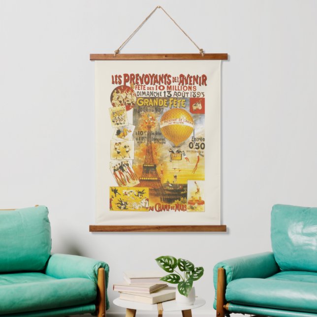 Tapiz Con Marco De Madera Poster de la Feria Antigua Grand Fete (Sala de estar)