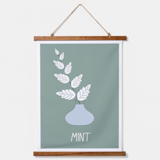 Tapiz Con Marco De Madera poster de menta de jardín (Anverso)