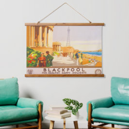 Tapiz Con Marco De Madera Poster de Viajes Vintage de Blackpool British Rail