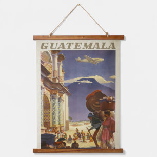 Tapiz Con Marco De Madera Poster De Viajes Vintage De Guatemala
