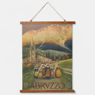 Tapiz Con Marco De Madera Poster De Viajes Vintage Para Abruzzo, Italia.