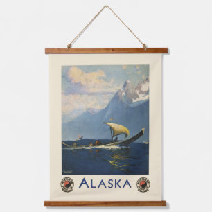 Tapiz Con Marco De Madera Poster De Viajes Vintage Para Alaska Pacífico Nort