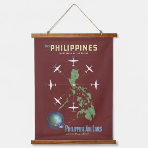 Tapiz Con Marco De Madera Poster De Viajes Vintage Para Líneas Aéreas Filipi