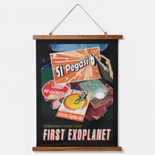 Tapiz Con Marco De Madera Poster del espacio retro-Exoplanet Discovery 51 Pe
