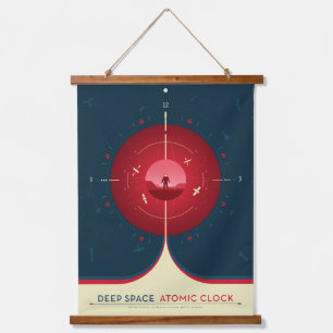 Tapiz Con Marco De Madera Poster del reloj atómico del espacio profundo, ver