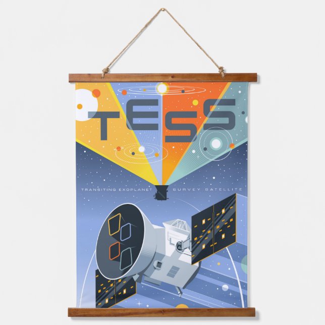 Tapiz Con Marco De Madera Poster del telescopio espacial Tess. (Anverso)