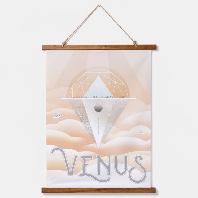 Tapiz Con Marco De Madera Poster-Observatorio Del Espacio Retro En El Sistem (Anverso)