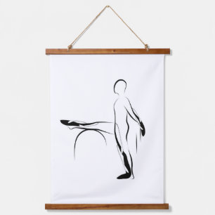 Tapiz Con Marco De Madera Postura de estiramientos de piernas en Pilates - B