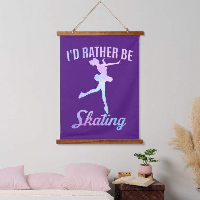 Tapiz Con Marco De Madera Preferiría estar patinando (Dormitorio)