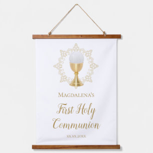Tapiz Con Marco De Madera Primera pancarta de la Santa Comunión