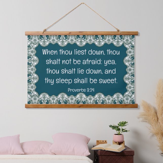 Tapiz Con Marco De Madera Proverbios 3:24 (Dormitorio)
