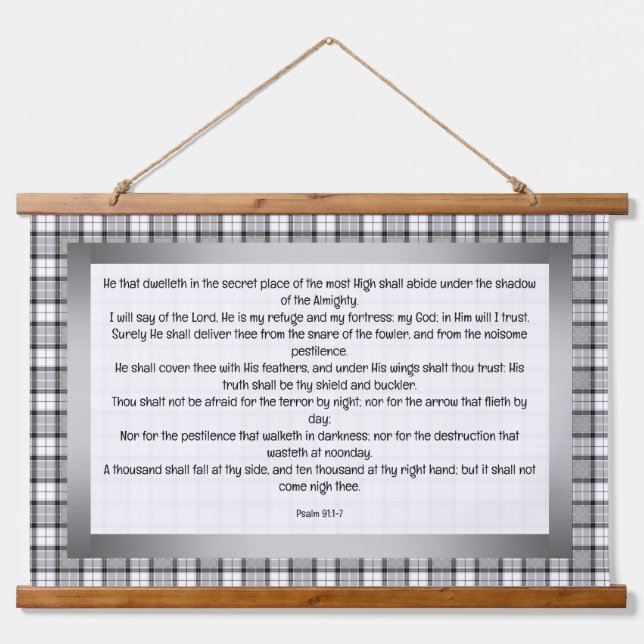 Tapiz Con Marco De Madera Psalm 91:1-7 (Anverso )