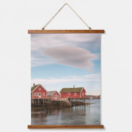 Tapiz Con Marco De Madera Pueblo Pesquero de Lofoten en Noruega