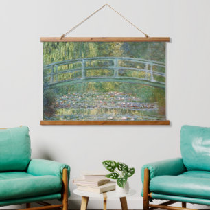 Tapiz Con Marco De Madera Puente Japonés Nenúfares Arte de Claude Monet