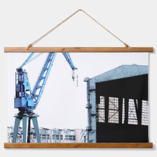 Tapiz Con Marco De Madera Puerto de Hamburgo Grúa de Dock Alemania - Arte Di