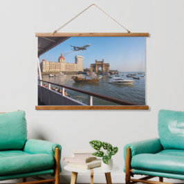 Tapiz Con Marco De Madera Puerto de Mumbai Colgante Pergamino  91cm x 66cm