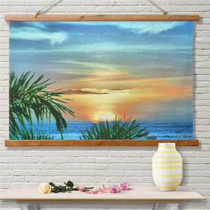 Tapiz Con Marco De Madera Puerto Sunset 1557