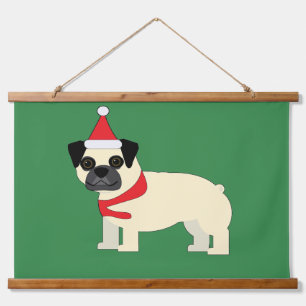 Tapiz Con Marco De Madera Pug de Santa