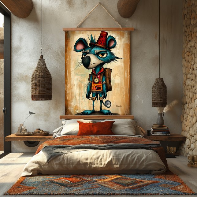 Tapiz Con Marco De Madera Quirky Abstract Sloth Character Art (Subido por el creador)