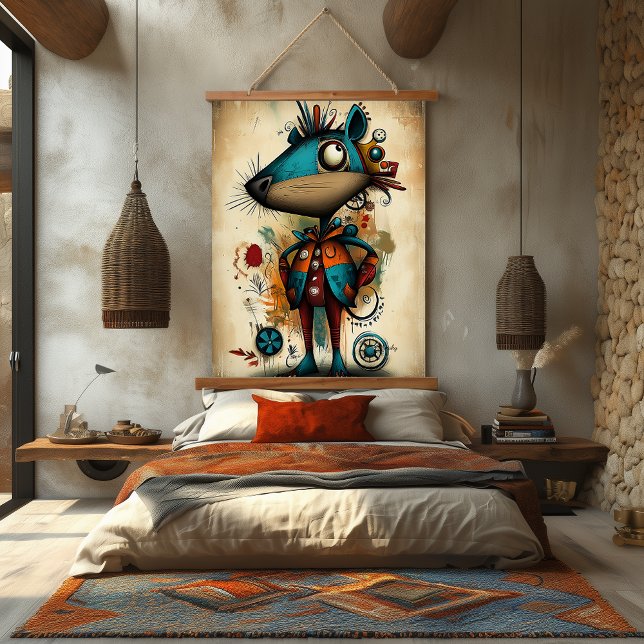 Tapiz Con Marco De Madera Quirky Resumen Capybara Art (Subido por el creador)