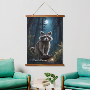 Tapiz Con Marco De Madera Raccoon Adventure de Moonlight Wildlife