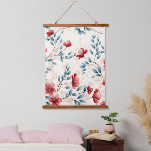 Tapiz Con Marco De Madera Rama floral botánica elegante