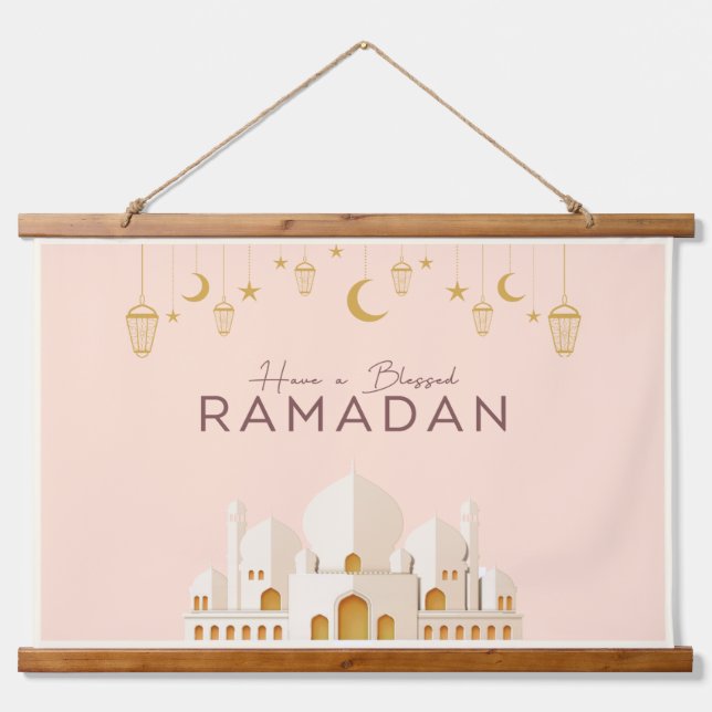 Tapiz Con Marco De Madera Ramadan Mubarak | Ramadan Kareem (Anverso )