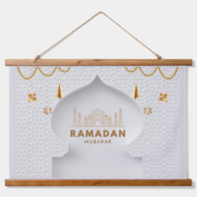 Tapiz Con Marco De Madera Ramadan Mubarak | Ramadan Kareem (Anverso )