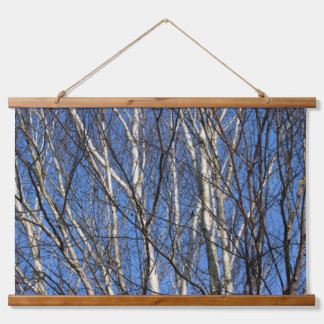 Tapiz Con Marco De Madera Ramas de birch plateadas