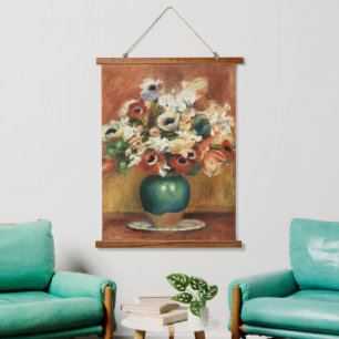 Tapiz Con Marco De Madera Ramillete floral Renoir Cottagecore Arte refinado