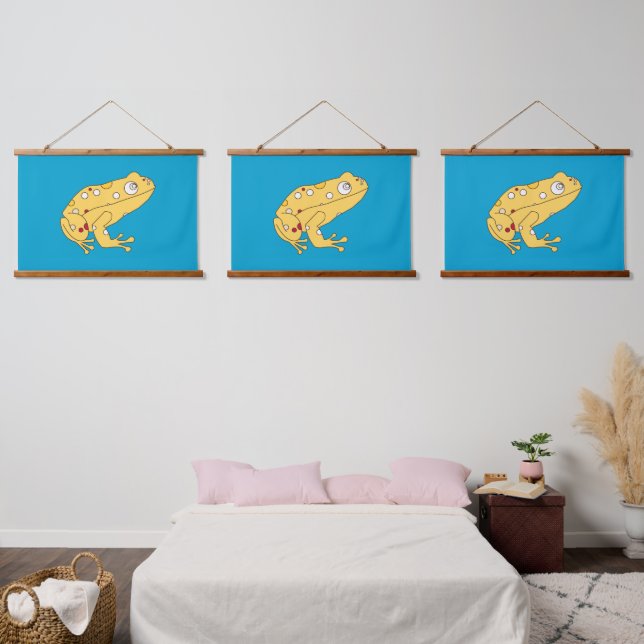 Tapiz Con Marco De Madera Rana amarilla (Dormitorio)