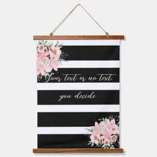Tapiz Con Marco De Madera Rayas negras con Lilly Bouquet