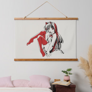 Tapiz Con Marco De Madera RBP, Neko la chica anime gato sexy furry
