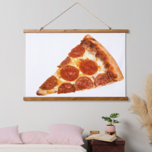 Tapiz Con Marco De Madera rebanada de pizza de pepperoni clásica de Slippery