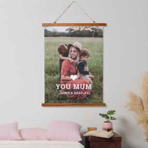 Tapiz Con Marco De Madera Regalo de Foto Familiar Personalizado para Mamá