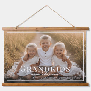 Tapiz Con Marco De Madera Regalo de foto para abuelos: Los nietos hacen que