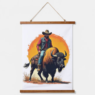 Tapiz Con Marco De Madera regalo de vaquero búfalo