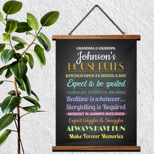 Tapiz Con Marco De Madera Reglas de la Casa de los Abuelos (Subido por el creador)