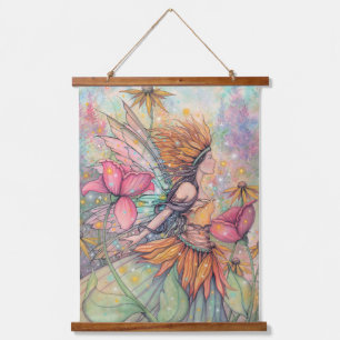 Tapiz Con Marco De Madera Reina de Verano Hada Floral Fantasía Arte