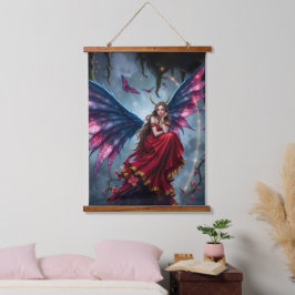 Tapiz Con Marco De Madera Reina Hada de Fantasía Oscura con Alas de Mariposa