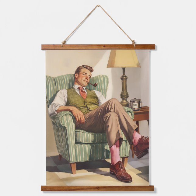 Tapiz Con Marco De Madera Relajación a mediados del siglo: El destino de un  (Anverso)