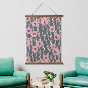 Tapiz Con Marco De Madera René Crevel vintage Art Deco floral rosa francés