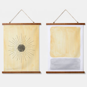 Tapiz Con Marco De Madera Resumen amarillo y gris