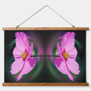 Tapiz Con Marco De Madera Resumen de arte de las flores de Cosmos de color r