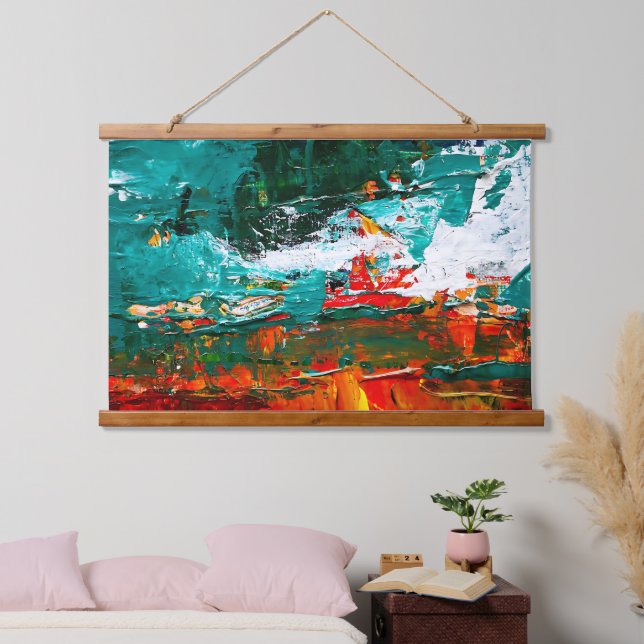 Tapiz Con Marco De Madera Resumen de colisión tropical (Dormitorio)