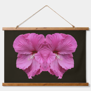 Tapiz Con Marco De Madera Resumen de las flores rosadas de Hibiscus