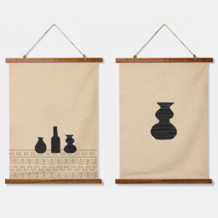 Tapiz Con Marco De Madera Resumen de los vasos boho