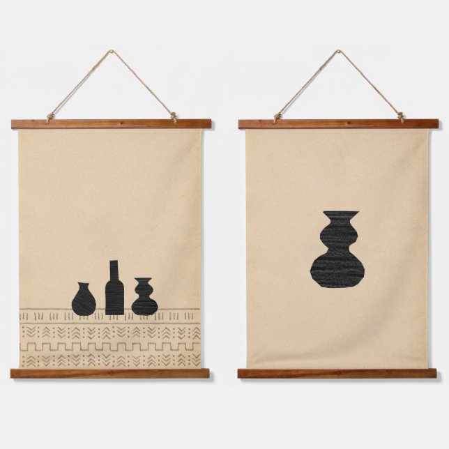 Tapiz Con Marco De Madera Resumen de los vasos boho (Doble)
