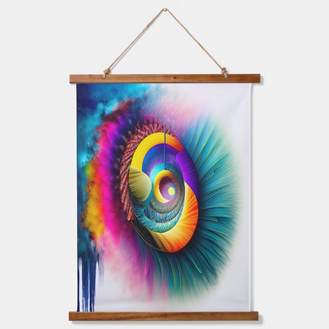 Tapiz Con Marco De Madera Resumen ocular espiral arcoiris Visionario hipnóti (Anverso)