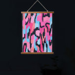 Tapiz Con Marco De Madera Resumen pop rosado<br><div class="desc">Audaz arte digital en tonos rosa,  azul y negro.</div>